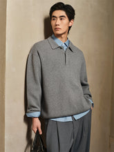 Men's Solid Color Polo-Collar Sweater